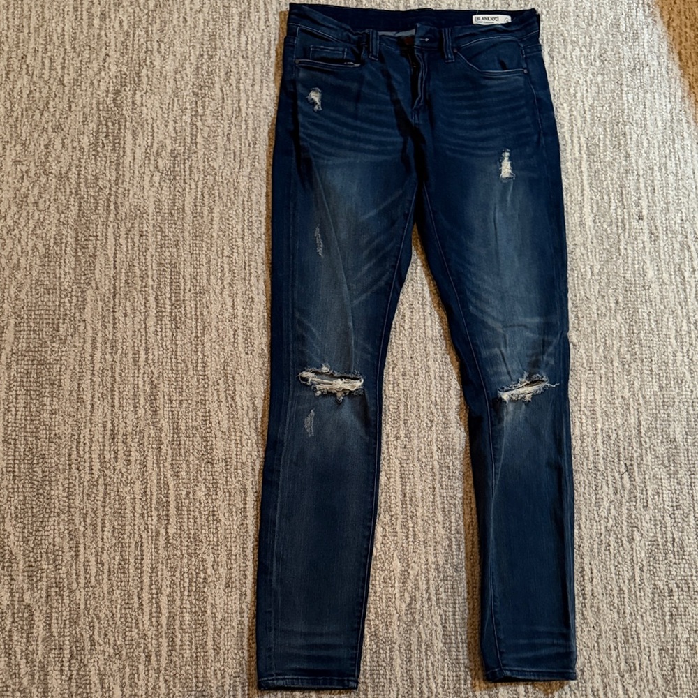 Blank NYC Women's Dark Blue Distressed Skinny Jeans